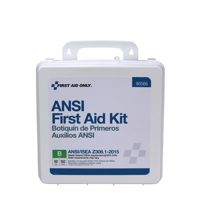 First Aid Only Plastic First Aid Kit, ANSI 2015 Class B, 50 People, 199 Pieces (90566)