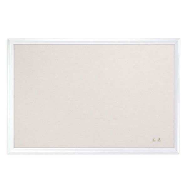 U Brands Cork Linen Bulletin Board, White Decor Frame, 30 x 20 (2074U00-01)