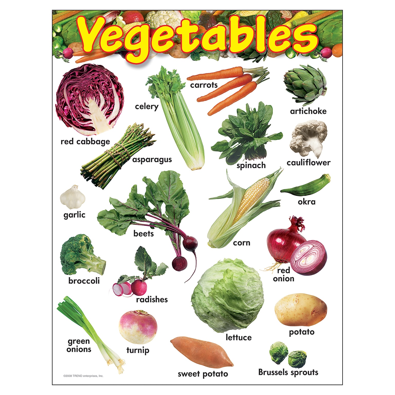 Trend® Learning Charts, Vegetables