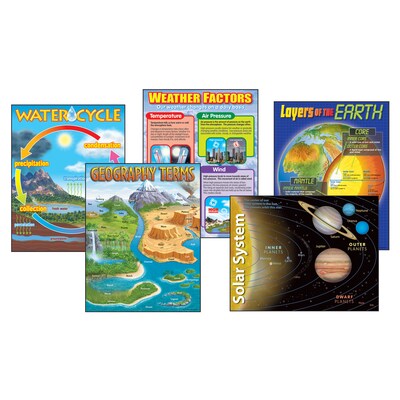 Trend Enterprises Learning Charts Combo Pack, Earth Science, Set of 5 (T-38929)