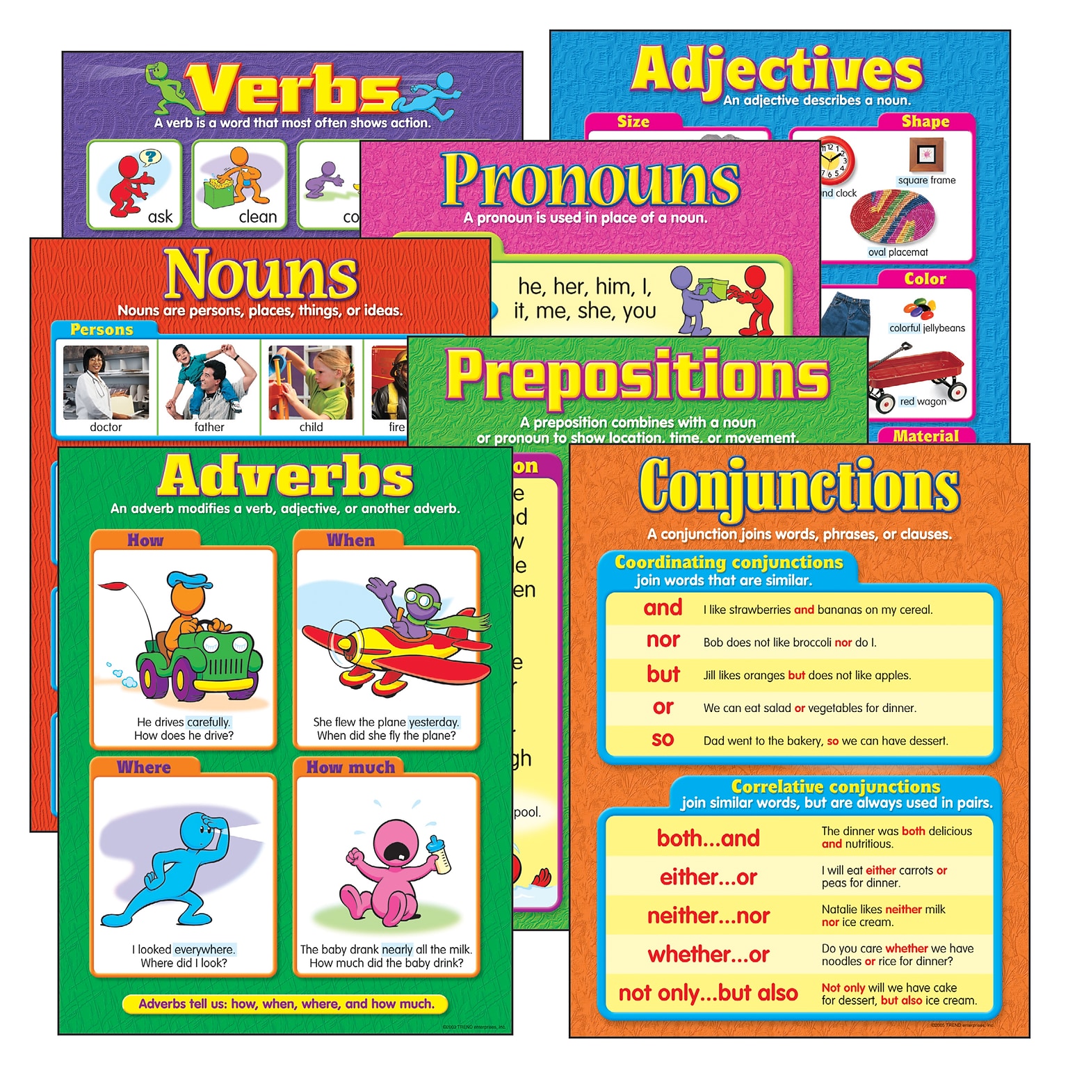 Trend Enterprises Seven Parts of Speech Learning Charts, 22 x 17, 7 Charts/Set (T-38932)