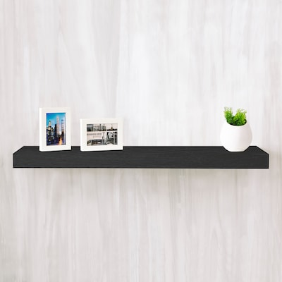 Way Basics 35.4W x 2H Floating Wall Shelf made from zBoard Eco Reycled Paperboard, Black
