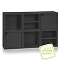 Way Basics 25.2H 6 Cubby Connect Cube System Modern Modular Eco Storage Bookcase, Black Wood Grain (C-6CUBE-BK)