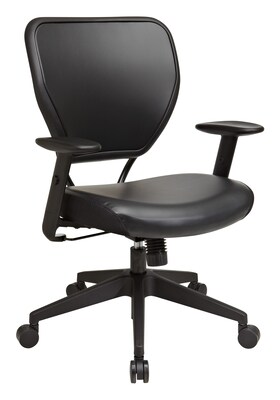 Office Star SPACE Seating Vinyl Managers Office Chair, Adjustable Arms, Black (5500V)