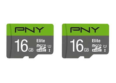 PNY Elite P-SDHC32GU185-G 16GB Class 10 MicroSD Flash Card, 2/Pack