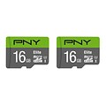 PNY Elite P-SDHC32GU185-G 16GB Class 10 MicroSD Flash Card, 2/Pack