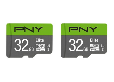PNY Elite P-SDU32X2U185EL 32GB Class 10 U1 MicroSD Flash Card 2 Pack