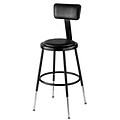 NPS Adjustable-Height Vinyl Padded Stool with Adjustable Backrest, Black/Black