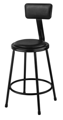 NPS Vinyl Padded Stool with Adjustable Backrest, Black/Black