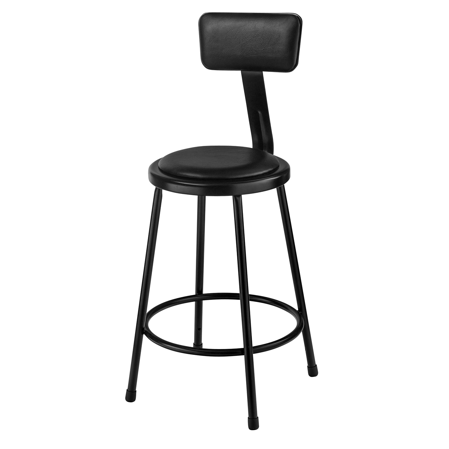 NPS Vinyl Padded Stool with Adjustable Backrest, Black/Black