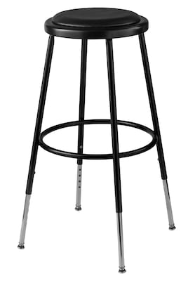 NPS Adjustable-Height Vinyl Padded Stool, Black/Black