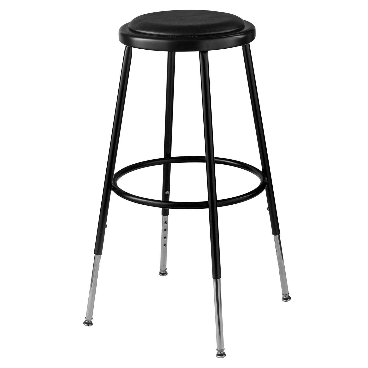 NPS Adjustable-Height Vinyl Padded Stool, Black/Black