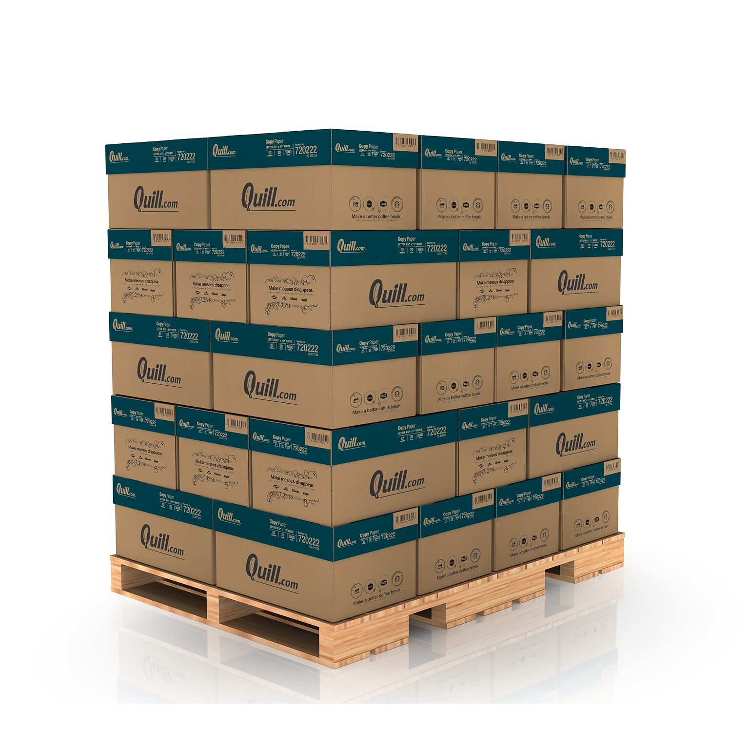 Quill Brand® 8.5 x 11 Copy Paper 20 lbs., 92 Brightness, 40 Cartons/Pallet, 1-5 Pallets (720222)