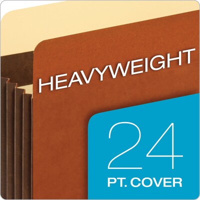 Pendaflex Heavy Duty Pockets, 7" Expansion Pocket Folders, Full Length Tab, Letter Size, Brown, 5/Box (15444HD)