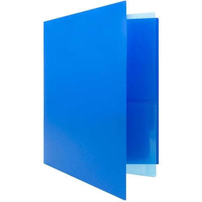 JAM Paper® Heavy Duty Plastic Multi-Pocket Folders, 4 Pocket Organizer, Blue, 2/Pack (389MP4bu)