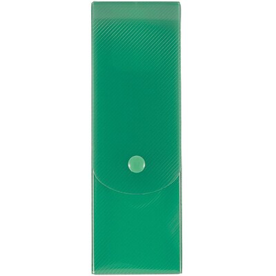 JAM Paper Slim Plastic Pencil Case Box with Button Snap, Dark Green (166532853) | Quill