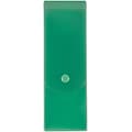 JAM Paper Slim Plastic Pencil Case Box with Button Snap, Dark Green (166532853)