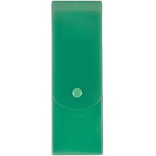 JAM Paper Slim Plastic Pencil Case Box with Button Snap, Dark Green (166532853)