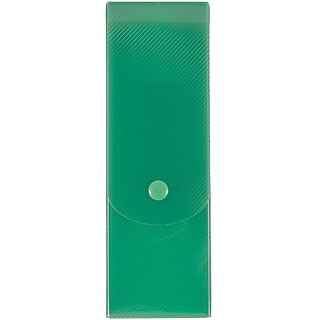 JAM Paper Slim Plastic Pencil Case Box with Button Snap, Dark Green  (166532853)