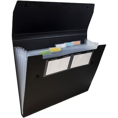 JAM Paper 6 Pocket Plastic Expanding File with Snap Closure, Letter Size, 9 x 13, Black, Sold Indivi | Quill