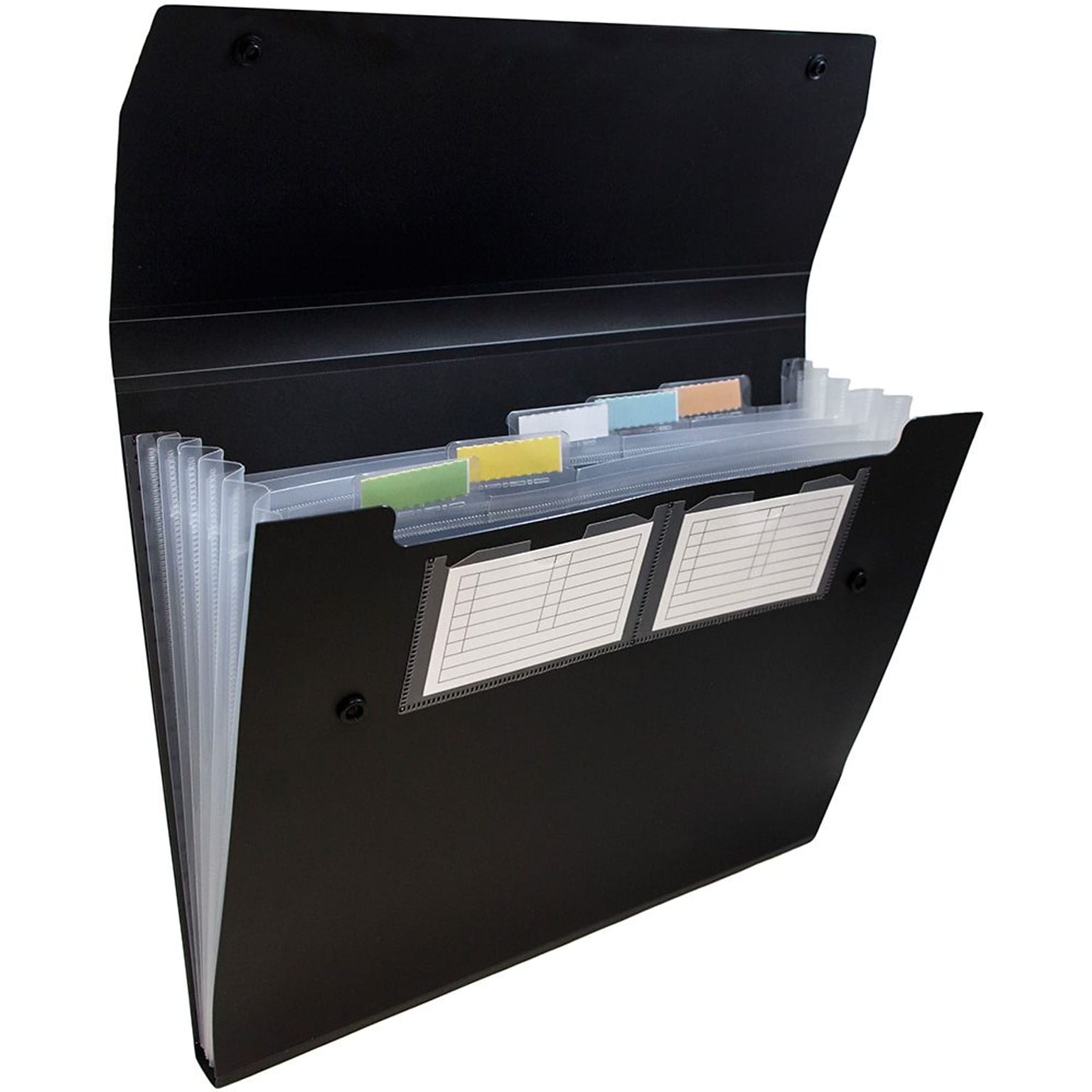 JAM Paper 6 Pocket Plastic Expanding File with Snap Closure, Letter Size, 9 x 13, Black, Sold Individually (339932771)