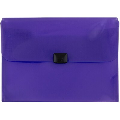 JAM Paper® Plastic Portfolio with Center Buckle, 9 1/2 x 13 1/4 x 1 1/8, Purple, Sold Individually (32832768)