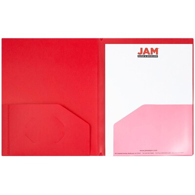 JAM Paper Heavy Duty Plastic Multi-Pocket Folder, 10 Pocket Organizer, Red, Each (389MP10RE)