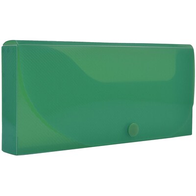 JAM Paper Plastic Pencil Case, Snap Button Pencil Case Box, Dark Green (166532741)