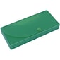 JAM Paper Plastic Pencil Case, Snap Button Pencil Case Box, Dark Green (166532741)