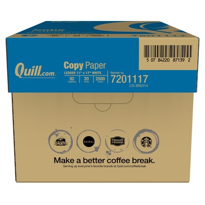 Quill Brand® 11 x 17 Copy Paper, 20 lbs., 92 Brightness, 500 Sheets/Ream, 5 Reams/Carton (7201117C