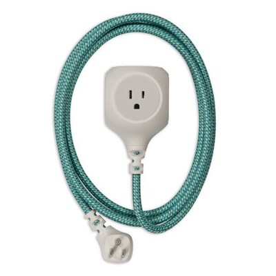 360 Electrical Habitat + USB™ Harmony Collection 6FT Braided Extension Cord with USB Ports, Sea Glass