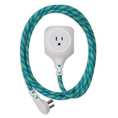 360 Electrical Habitat + USB™ Harmony Collection 6FT Braided Extension Cord with USB Ports, Mint Julep