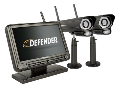 Defender PHOENIXM2 Digital Wireless 7 inch Monitor DVR Security System with 2 Night Vision Cameras and SD Card Recording