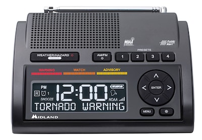 MIDLAND RADIO Deluxe Weather Alert Radio with Dual Alarm Clock, Black (WR400)