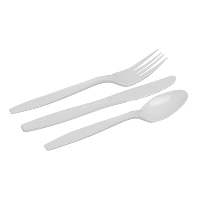 Dixie Lunch Combo Plastic Assorted Cutlery Box, White, 168/Box (CM168)