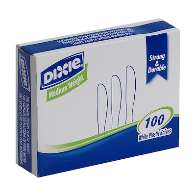 Dixie Plastic 7 Knife, Medium-Weight, White, 100/Box (KM207)