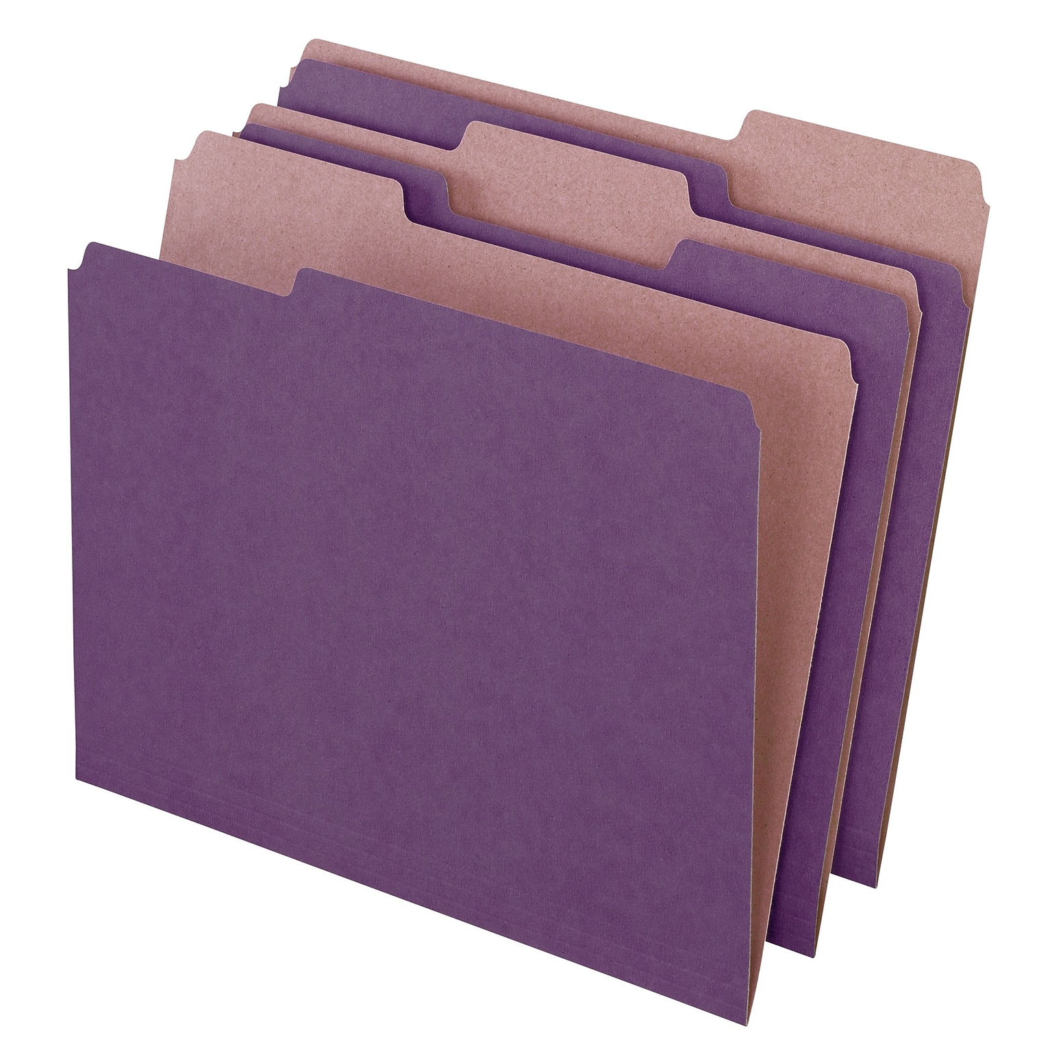 Pendaflex Earthwise Recycled Color File Folders, 3 Tab Positions, Letter, Violet, 100/Box (4335)