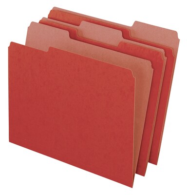 Pendaflex EarthWise Recycled File Folder, 1/3-Cut Tab, Assorted, Letter Size, Red, 100/Box (04311EE)
