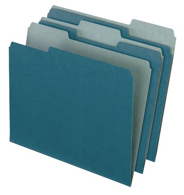 Pendaflex® Earthwise® Recycled Color File Folders, 3 Tab Positions, Letter Size, Blue, 100/Bx (4302)