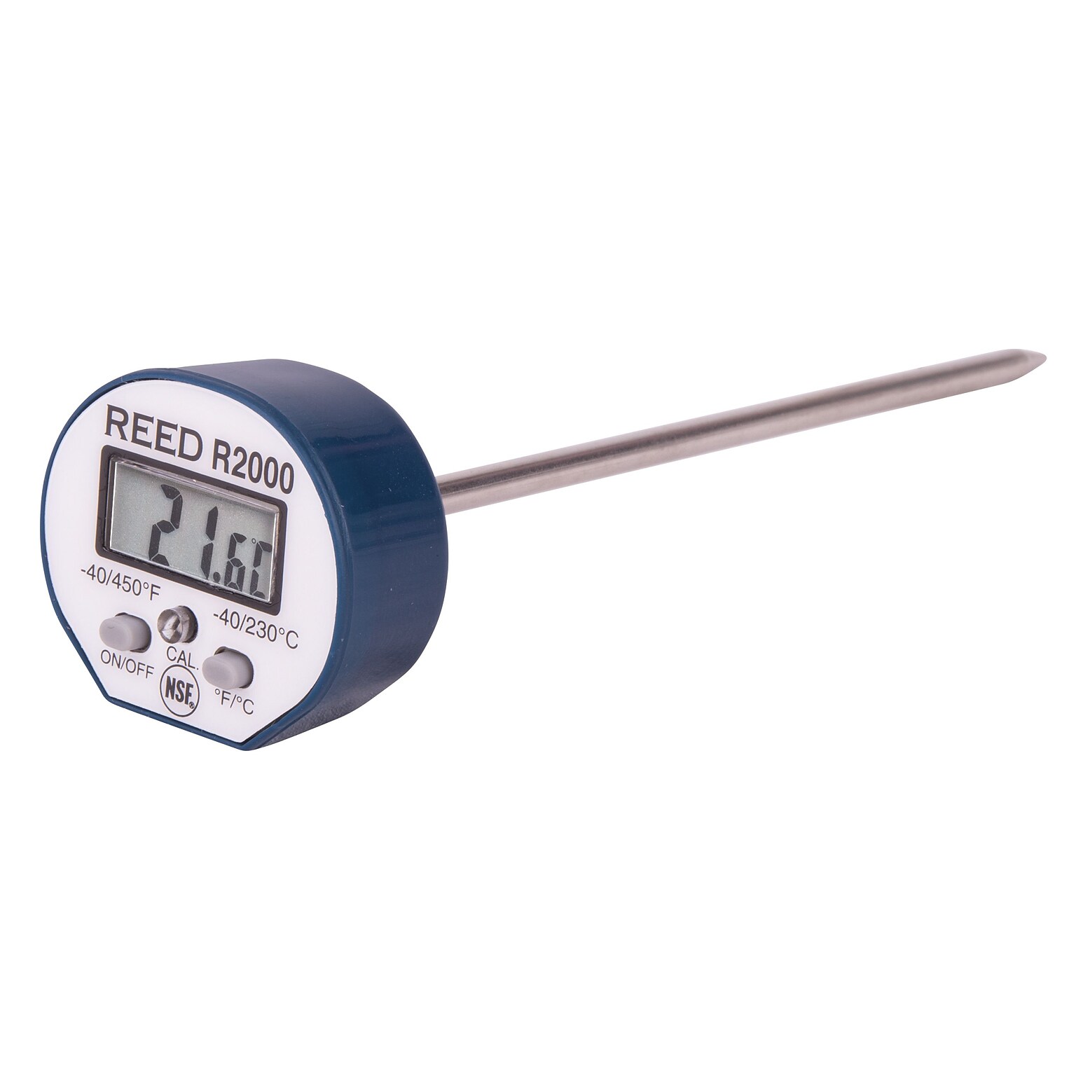 REED R2000 Stainless Steel Digital Stem Thermometer, -40 to 450degF (-40 to 230degC), Waterproof (R2000)