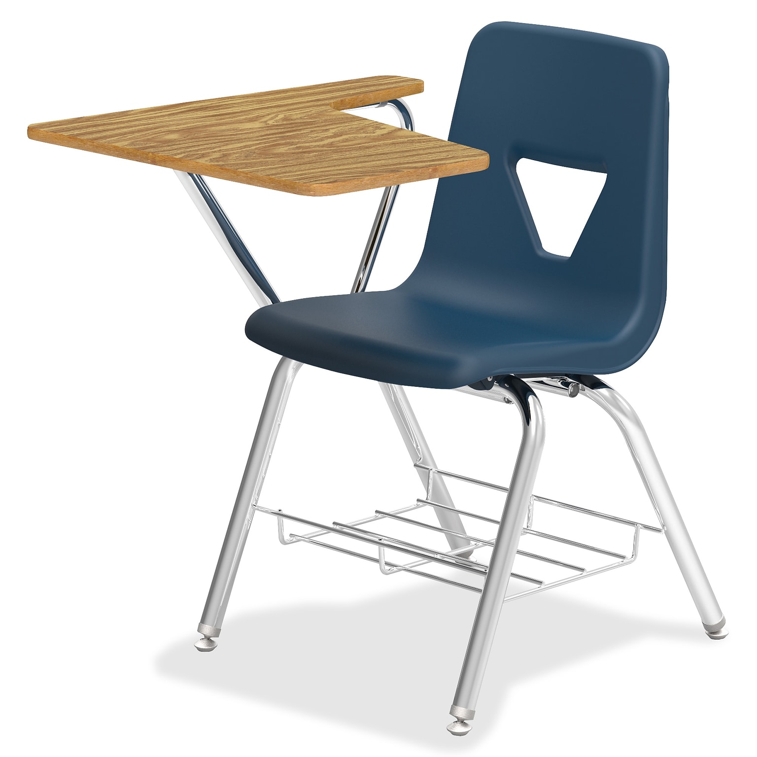 Lorell Student Chair/Desk Combo with Writing Tablet Arm, 29.5W x 20D x 30H, Navy/Medium Oak, 2/Carton (LLR99915)