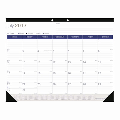 2017-2018 Blueline® DuraGlobe™ Academic Monthly Desk Pad Calendar, 22 x 17 (CA177227)