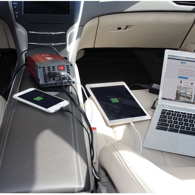 Tripp Lite 150W Compact Car Inverter 12V 120V 2-Port USB Charging 1 Outlet