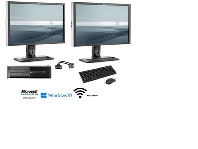 Refurbished HP 8300 Bundle Desktop (Includes [2] 24 Monitors, Intel i5, 16GB, 256GB, WIFI, Win 10 Pro)