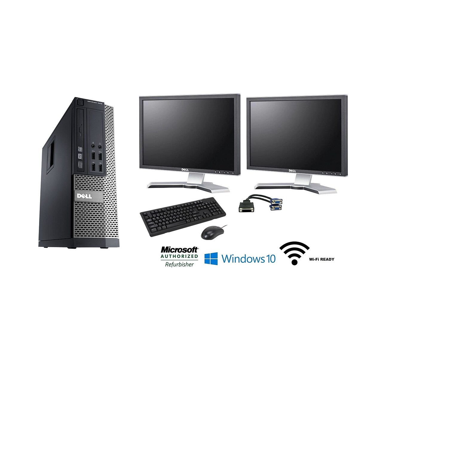 Dell OptiPlex Desktop Bundle (Includes [2] 22 Monitors, Intel i5 3470, 8GB, 1TB, WiFi, Win 10 Pro), Refurbished