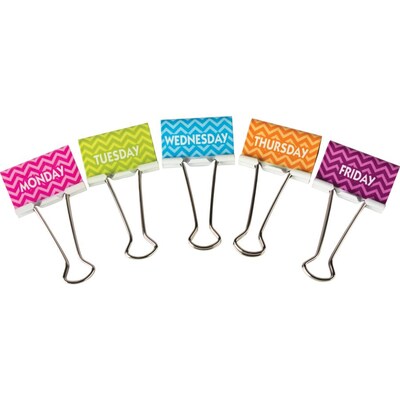 Teacher Created Resources Chevron Days of the Week Large Binder Clips, 5/Ct