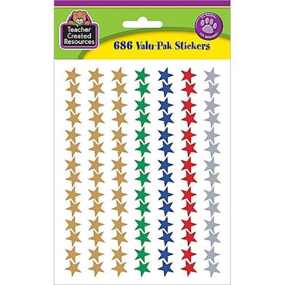 Sticker Valu-Pak, Assorted Color Foil Stars, 686/Pk