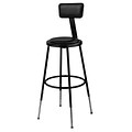 NPS Adjustable-Height Vinyl Padded Stool with Adjustable Backrest, Black/Black