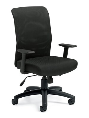 Offices To Go™ Mesh Back Management Chair, Black, Fixed Arms (OTG11328B)