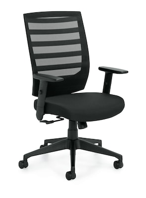 Offices To Go High-Back Mesh Fabric Management Chair, Black, Adjustable Arms (OTG11920B)